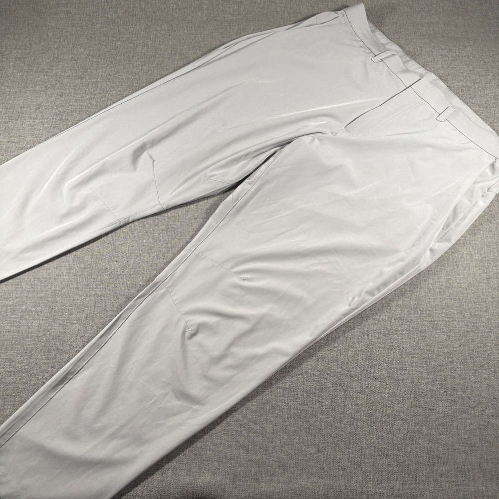Fabletics Performance Chinos Mens 38x30 Light Grey Stretch Tapered Tech Pants